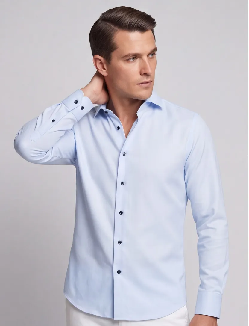 katoenen Olymp overhemd normale fit blauw effen