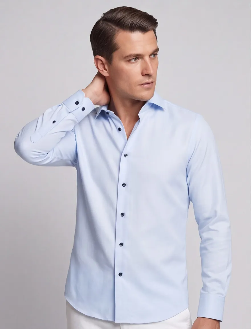 Olymp overhemd normale fit blauw effen katoen