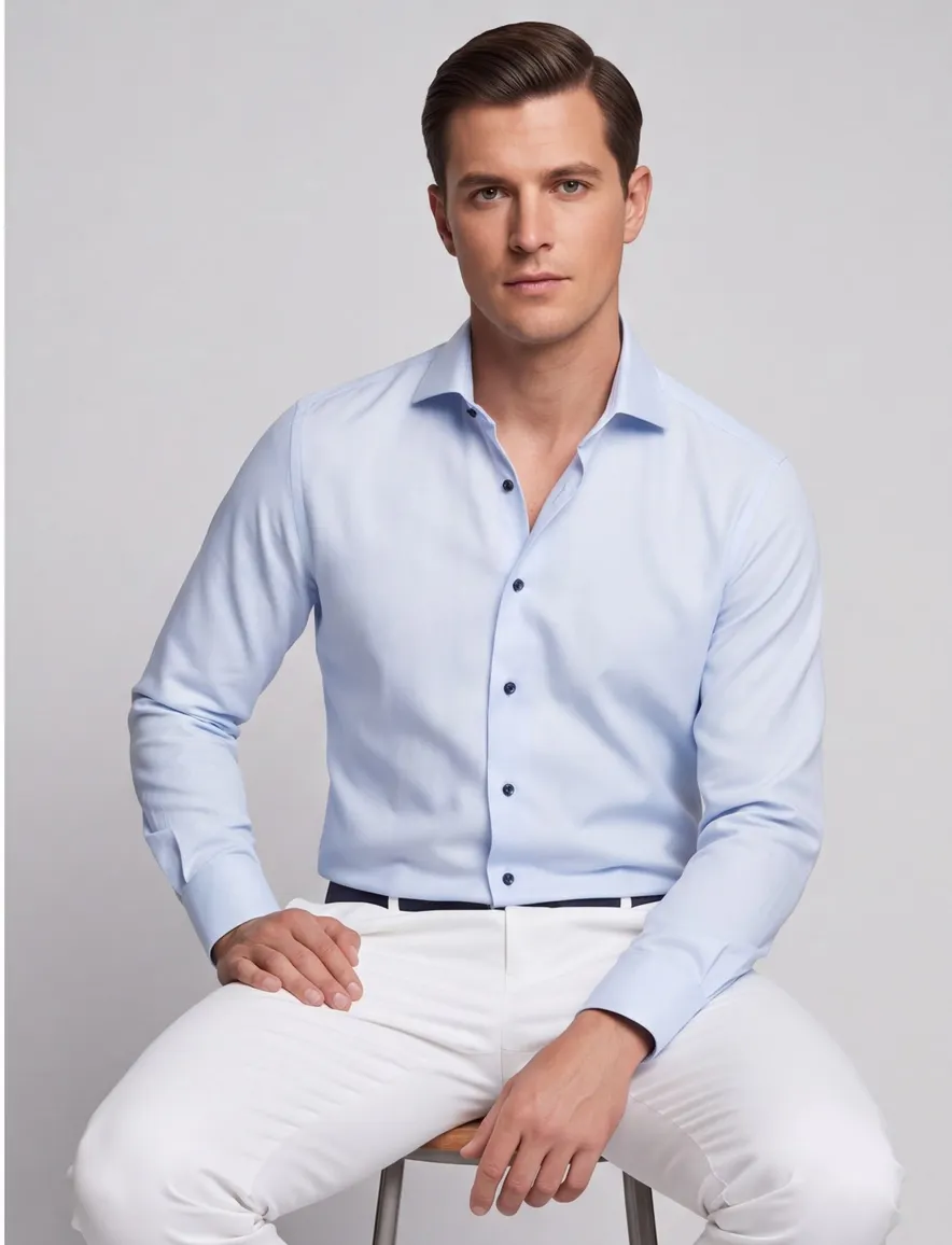 Olymp overhemd normale fit blauw effen katoen