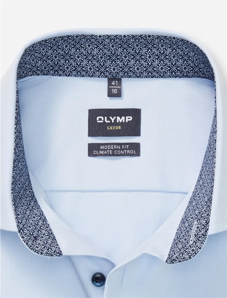 Olymp overhemd normale fit blauw effen katoen