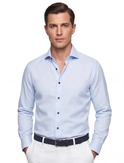 Olymp Olymp overhemd normale fit blauw effen katoen