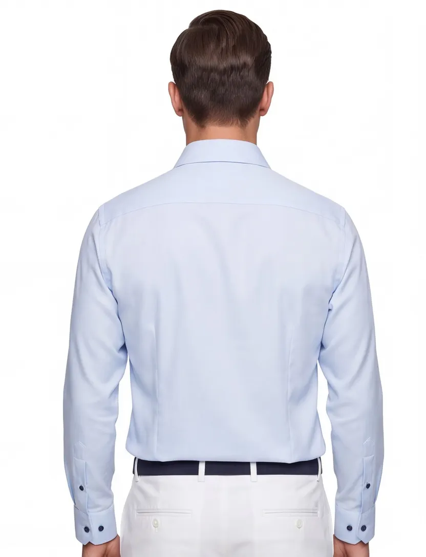 katoenen Olymp overhemd normale fit blauw effen