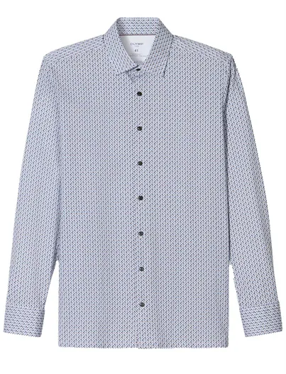 Olymp katoenen Olymp overhemd blauw geprint normale fit