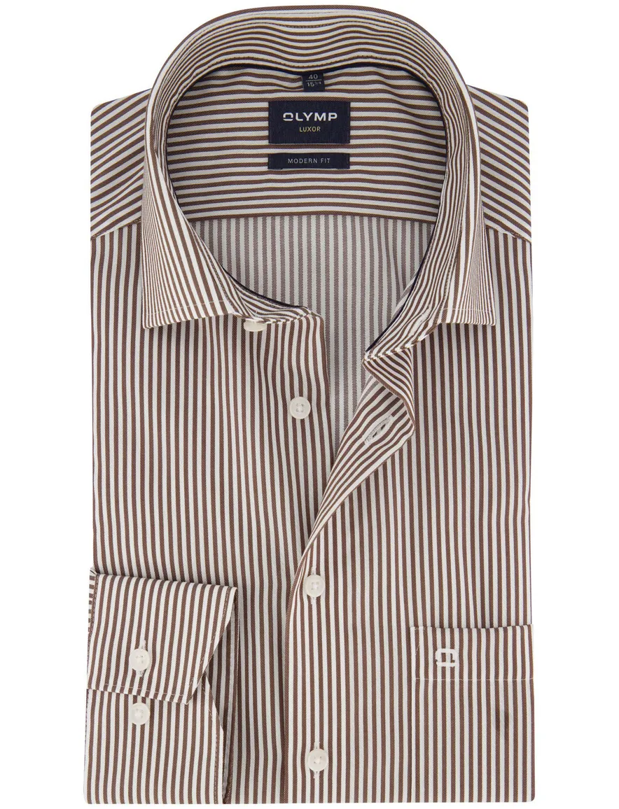 business overhemd bruin Olymp Luxor Modern Fit
