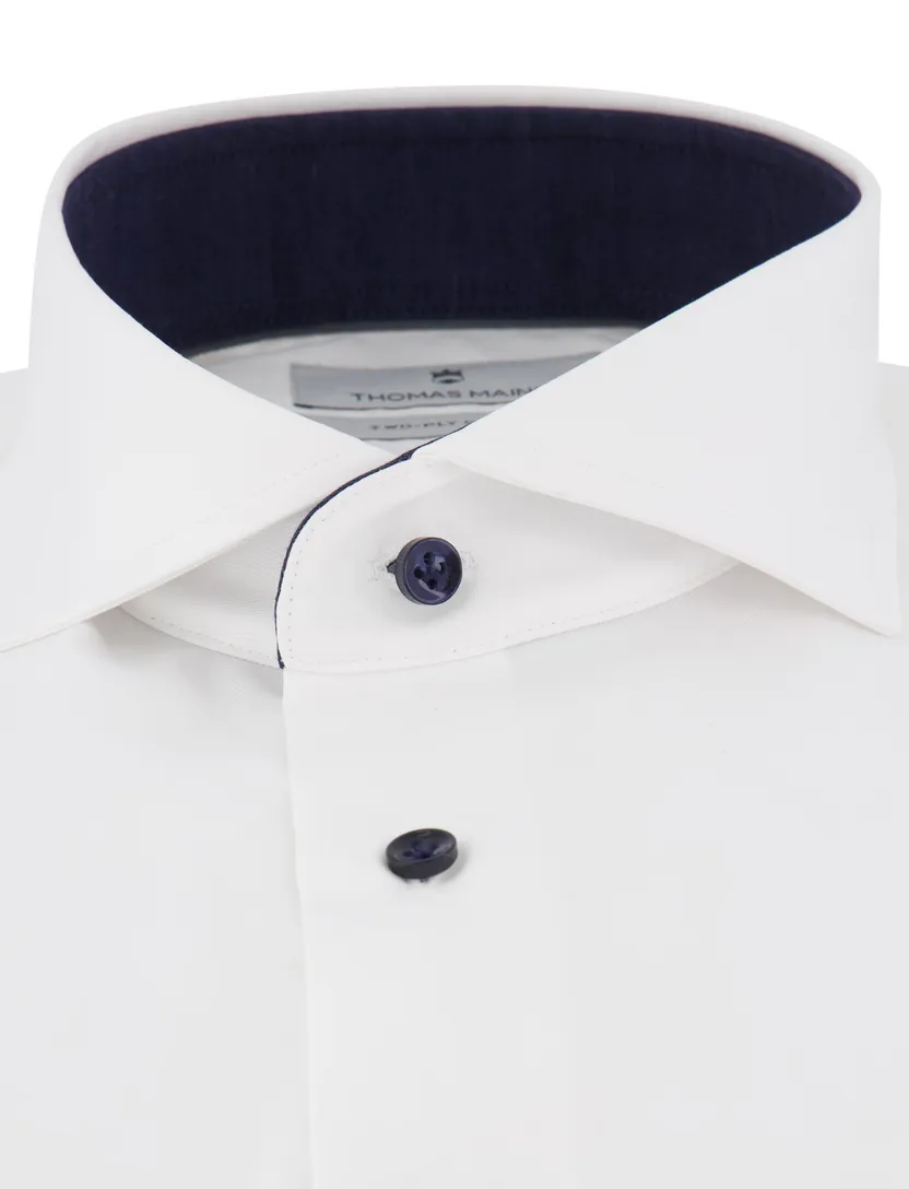 Thomas Maine two-ply overhemd wit katoen