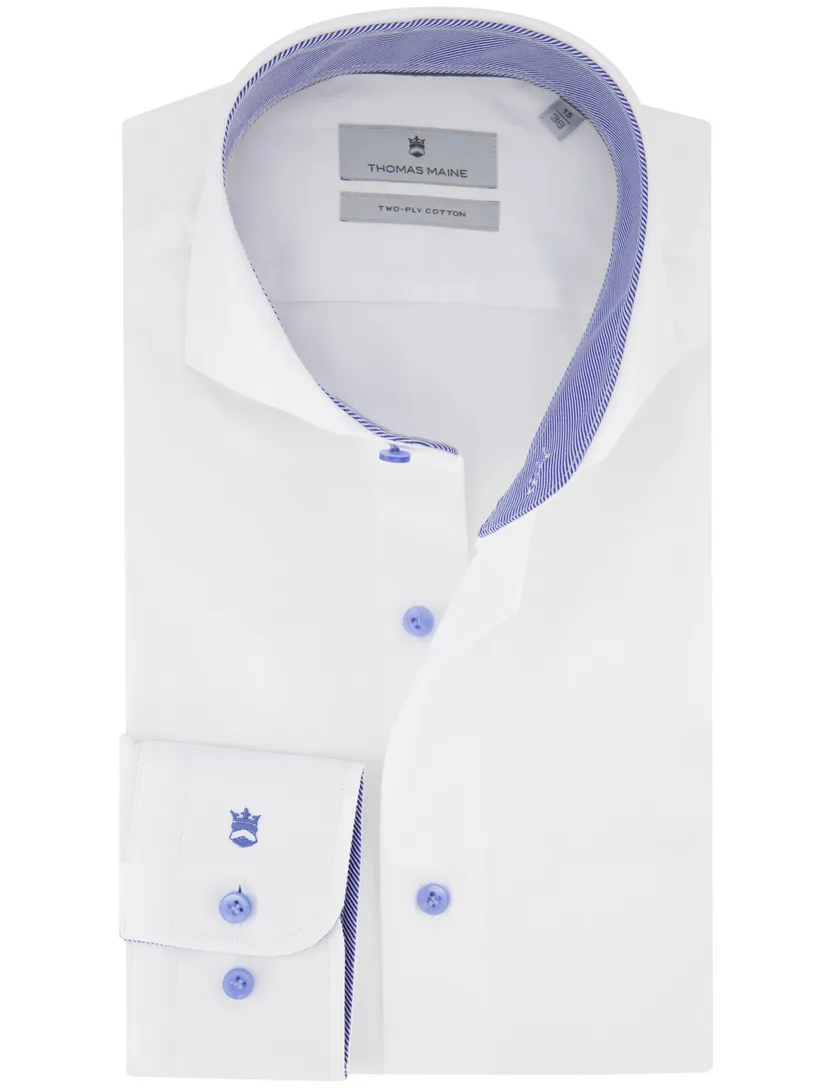 Thomas Maine two-ply overhemd wit katoen