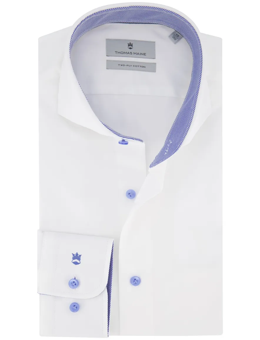Thomas Maine two-ply overhemd wit katoen