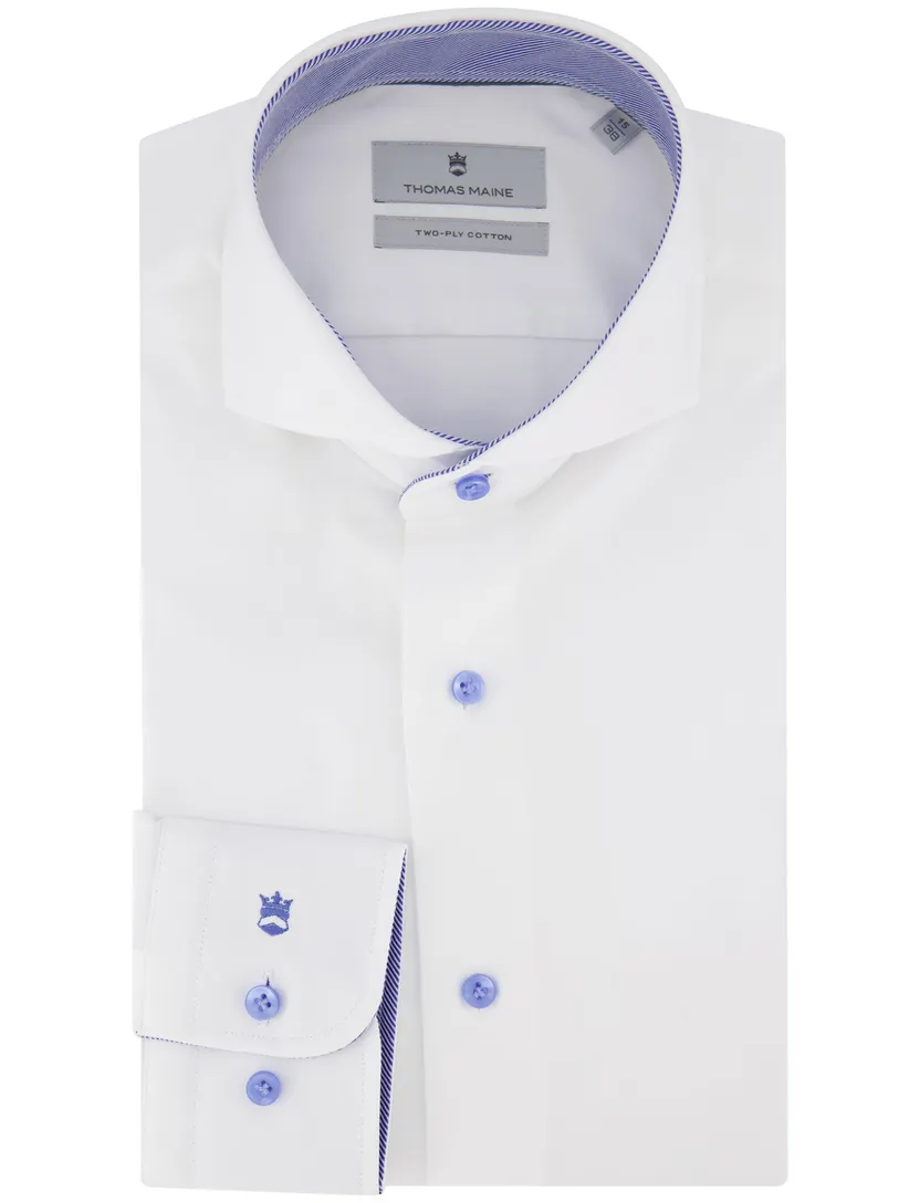 Thomas Maine two-ply overhemd wit katoen