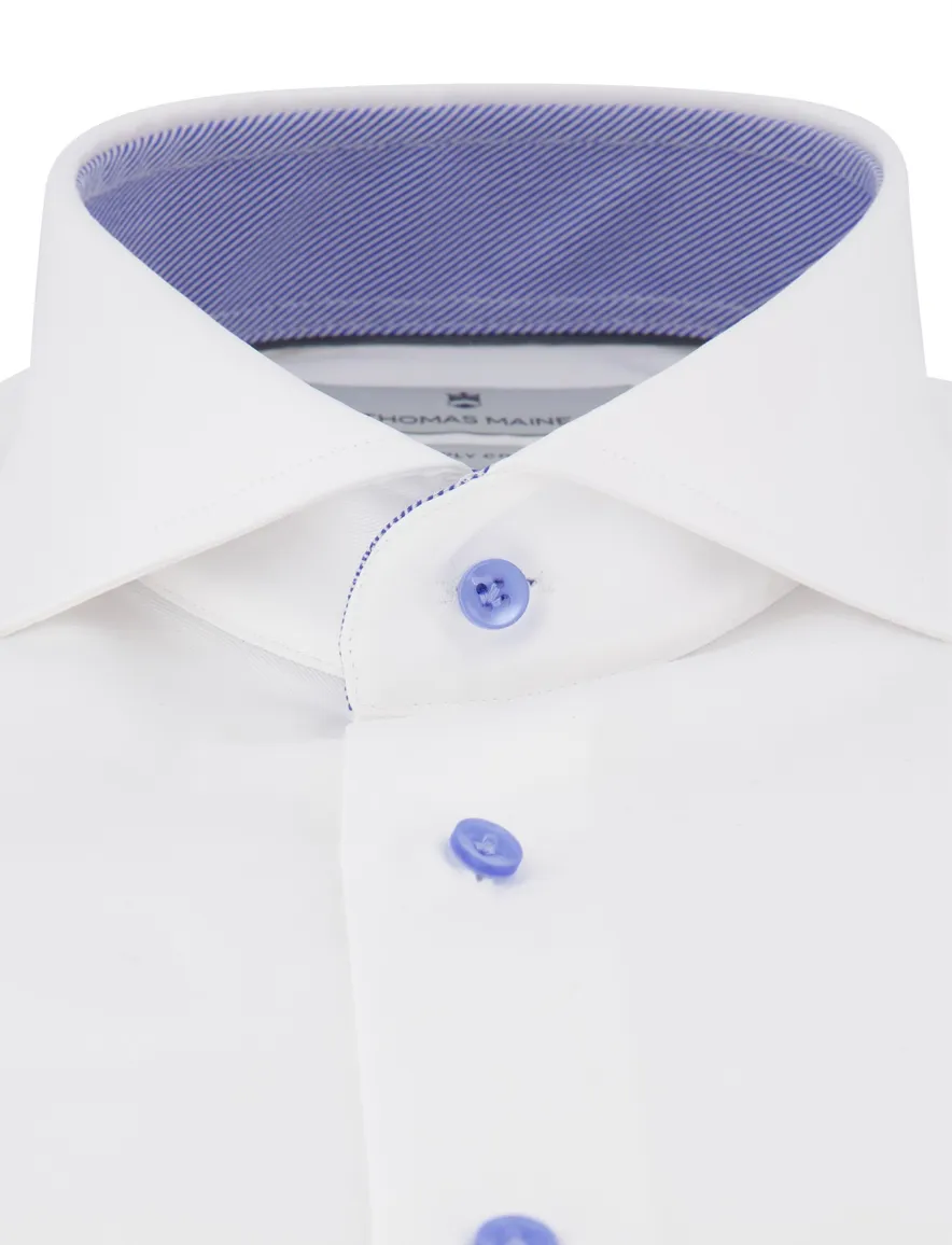 Thomas Maine two-ply overhemd wit katoen