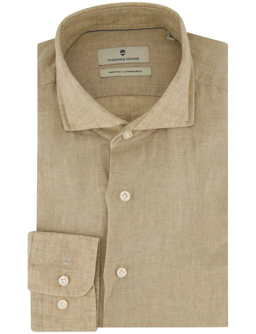 Thomas Maine overhemd linnen beige