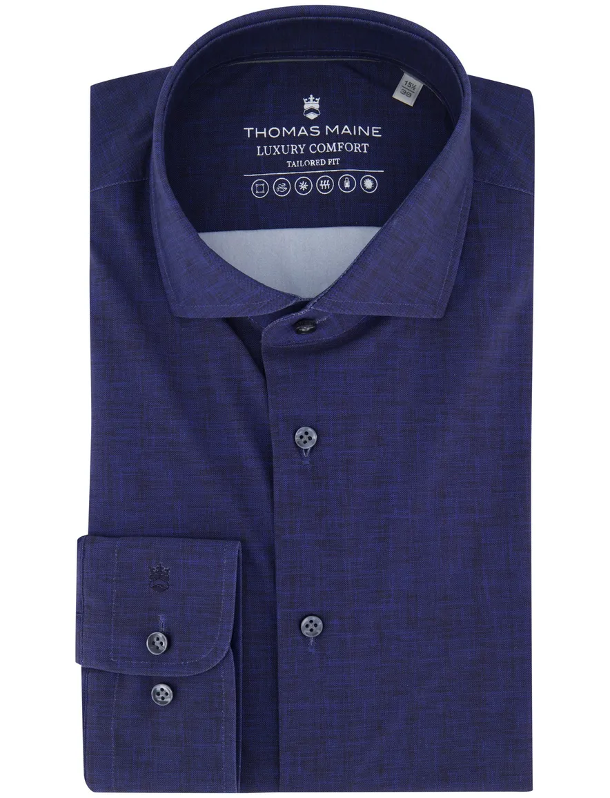 Thomas Maine overhemd donkerblauw tailored fit