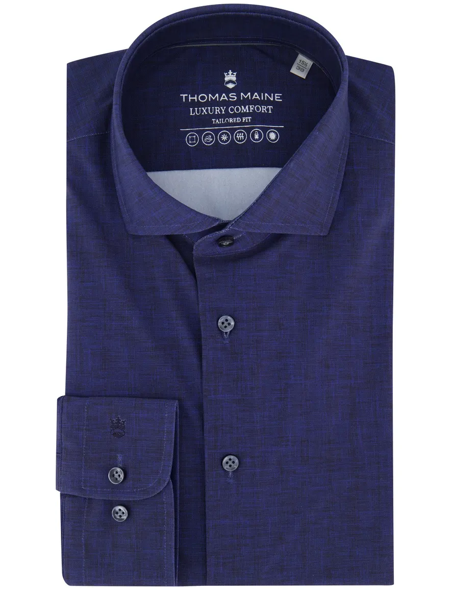 Thomas Maine overhemd donkerblauw tailored fit