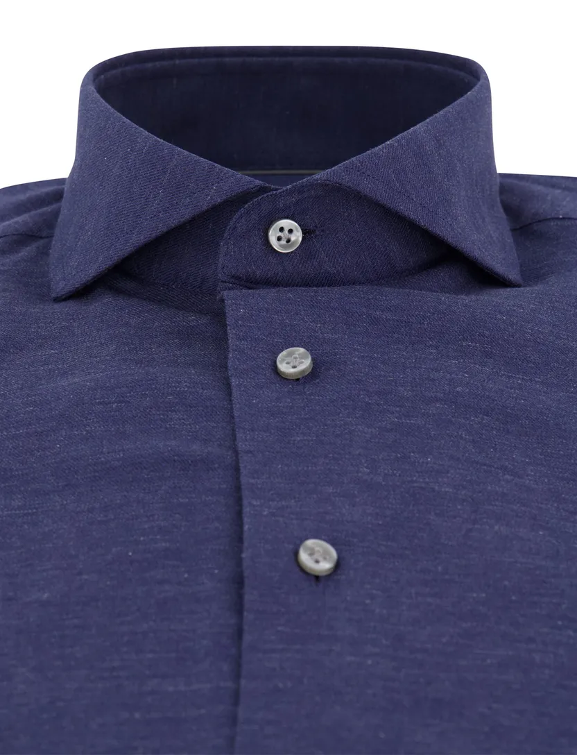 Thomas Maine overhemd donkerblauw effen