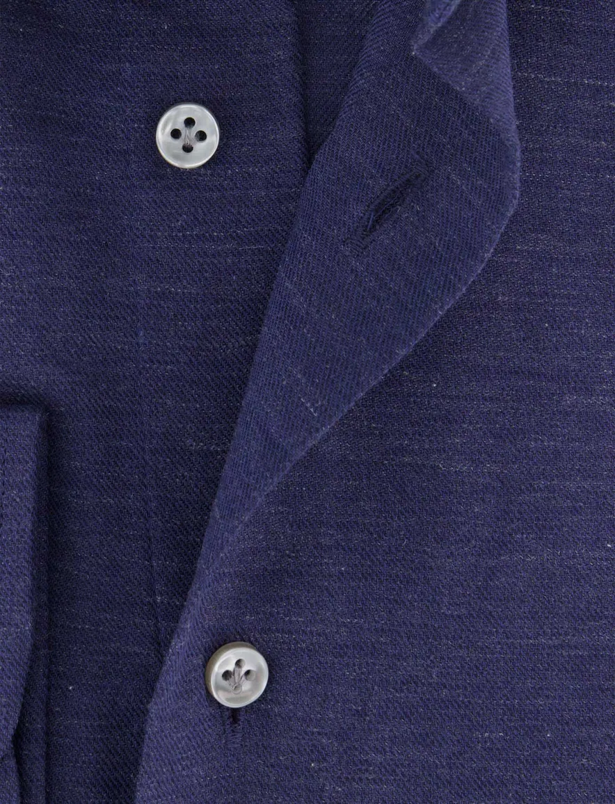 Thomas Maine overhemd donkerblauw effen katoen