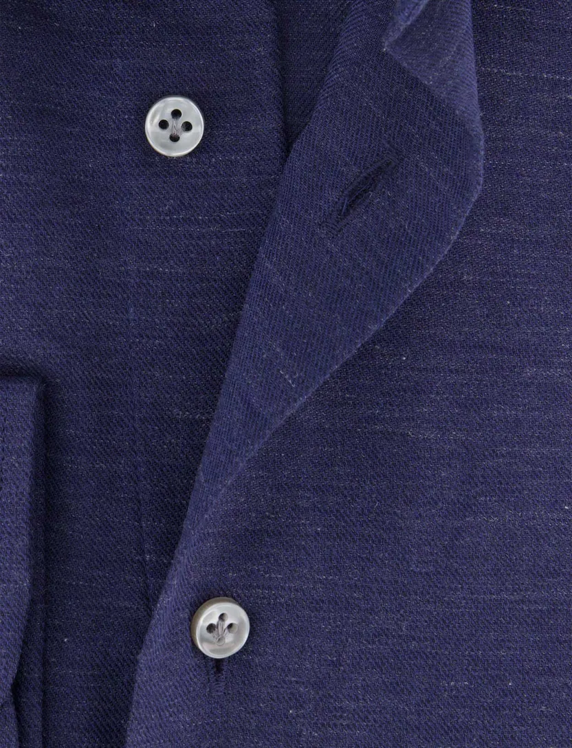 Thomas Maine overhemd donkerblauw effen