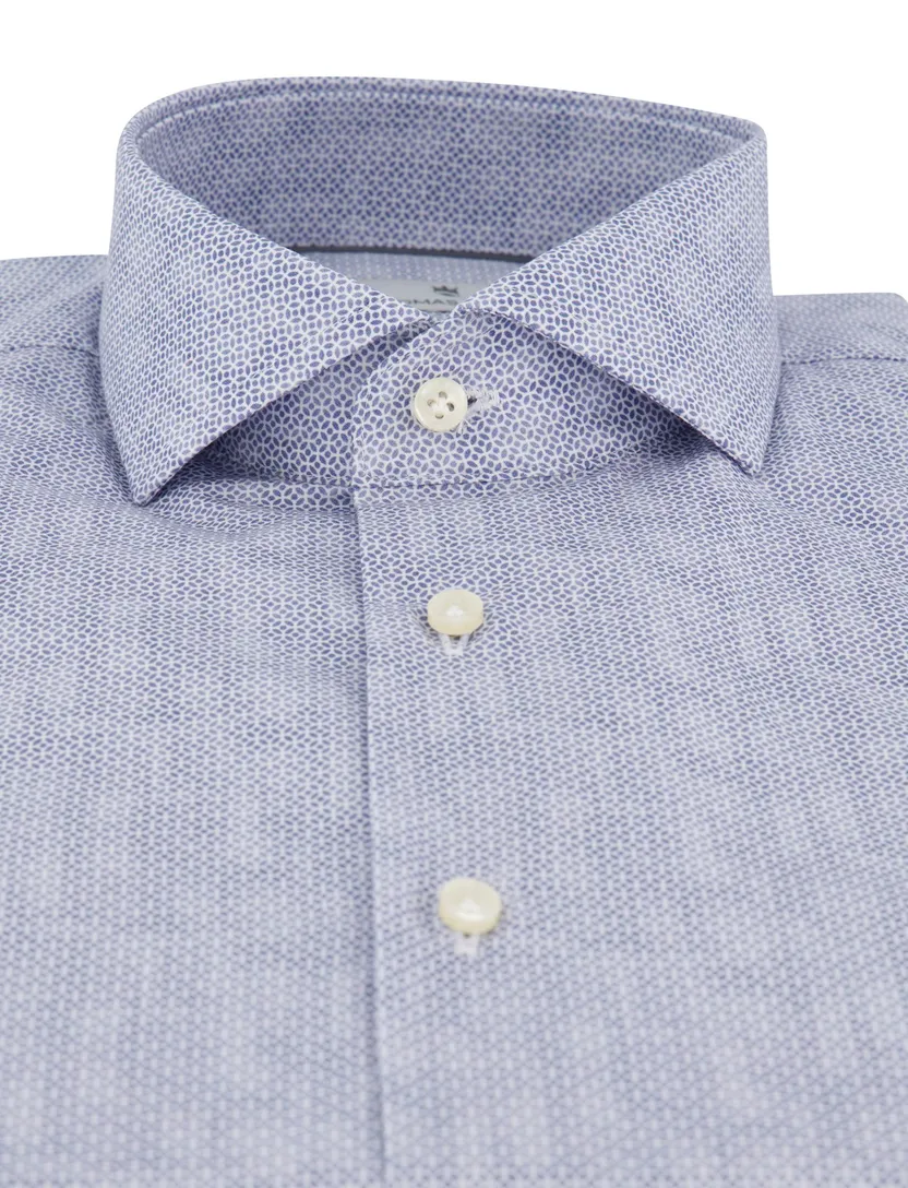 overhemd Thomas Maine blauw katoen geprint