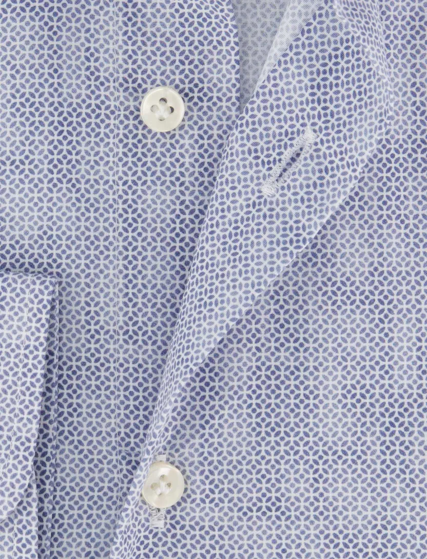 overhemd Thomas Maine blauw katoen geprint