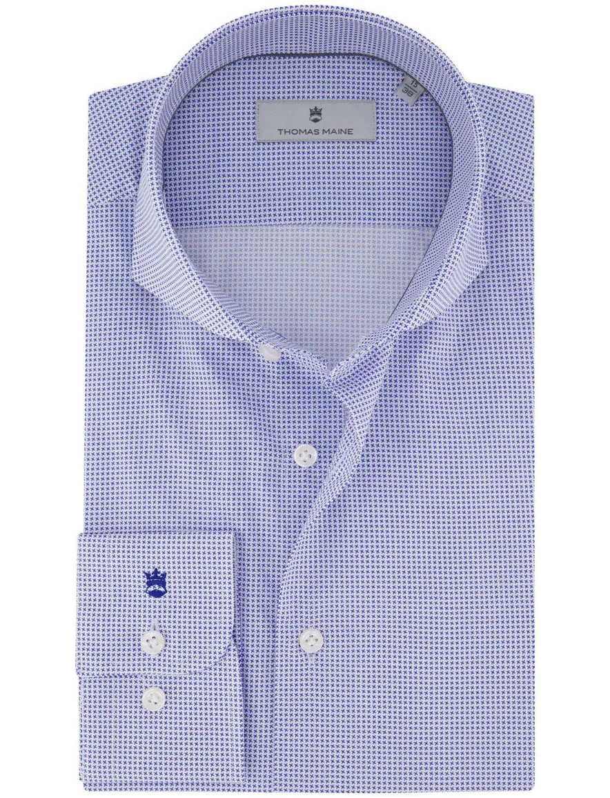Thomas Maine two-ply overhemd blauw katoen