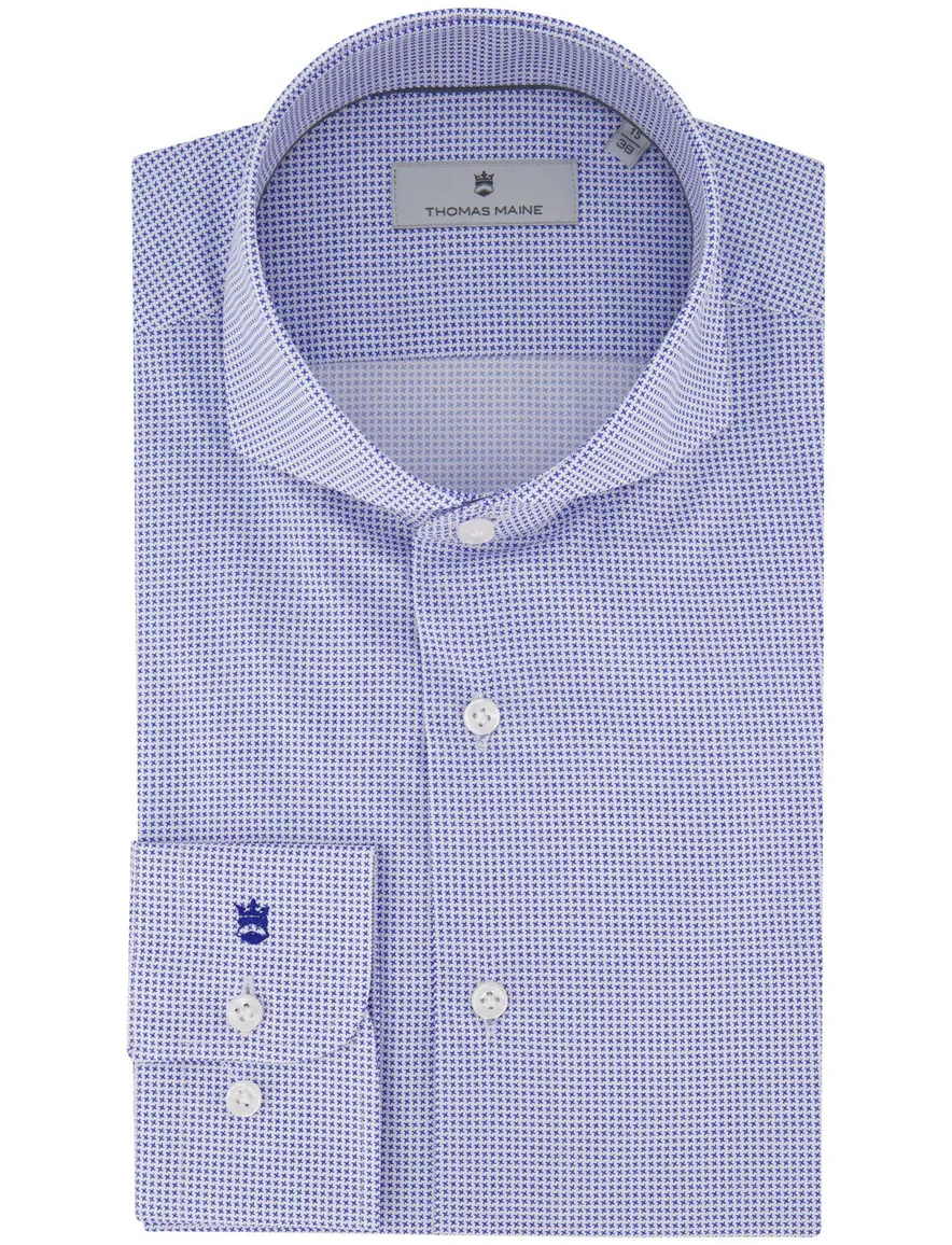 Thomas Maine two-ply overhemd blauw katoen