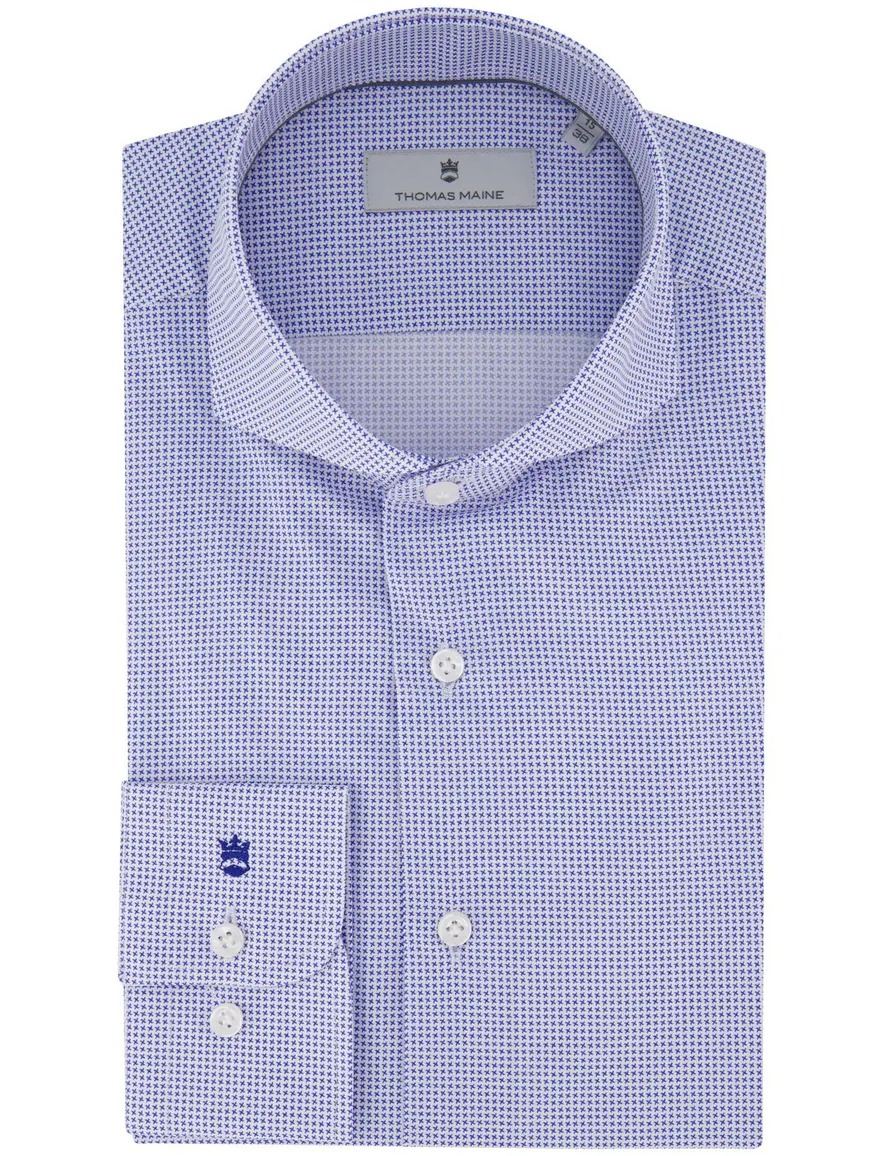 Thomas Maine two-ply overhemd blauw katoen