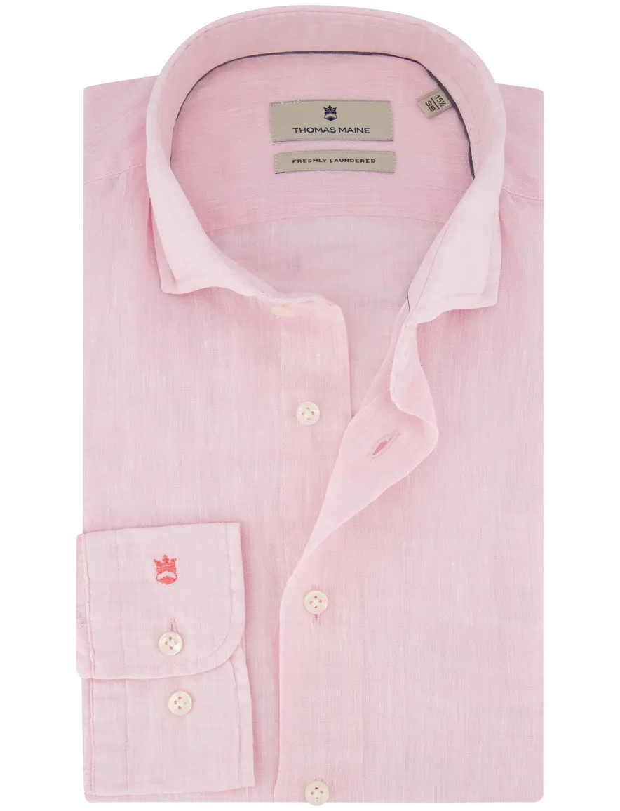 Thomas Maine overhemd linnen roze