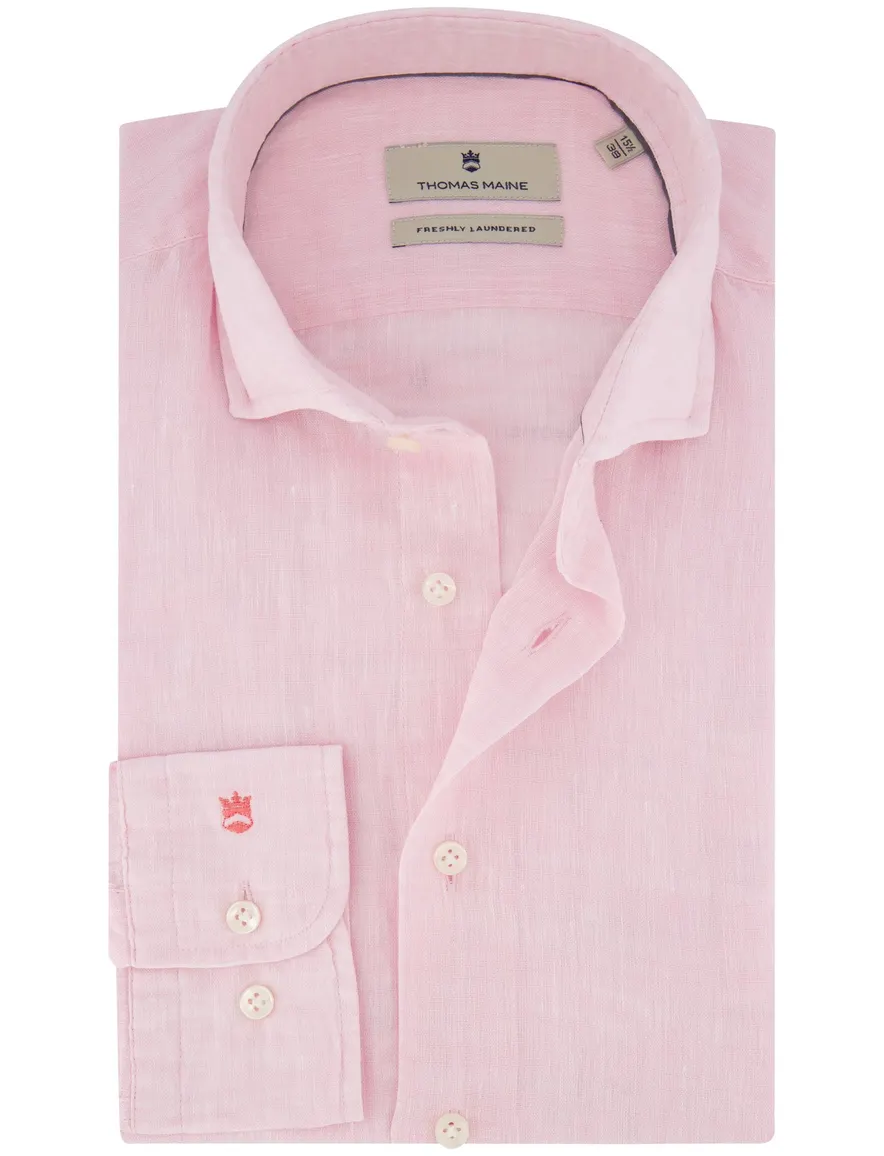 Thomas Maine overhemd linnen roze