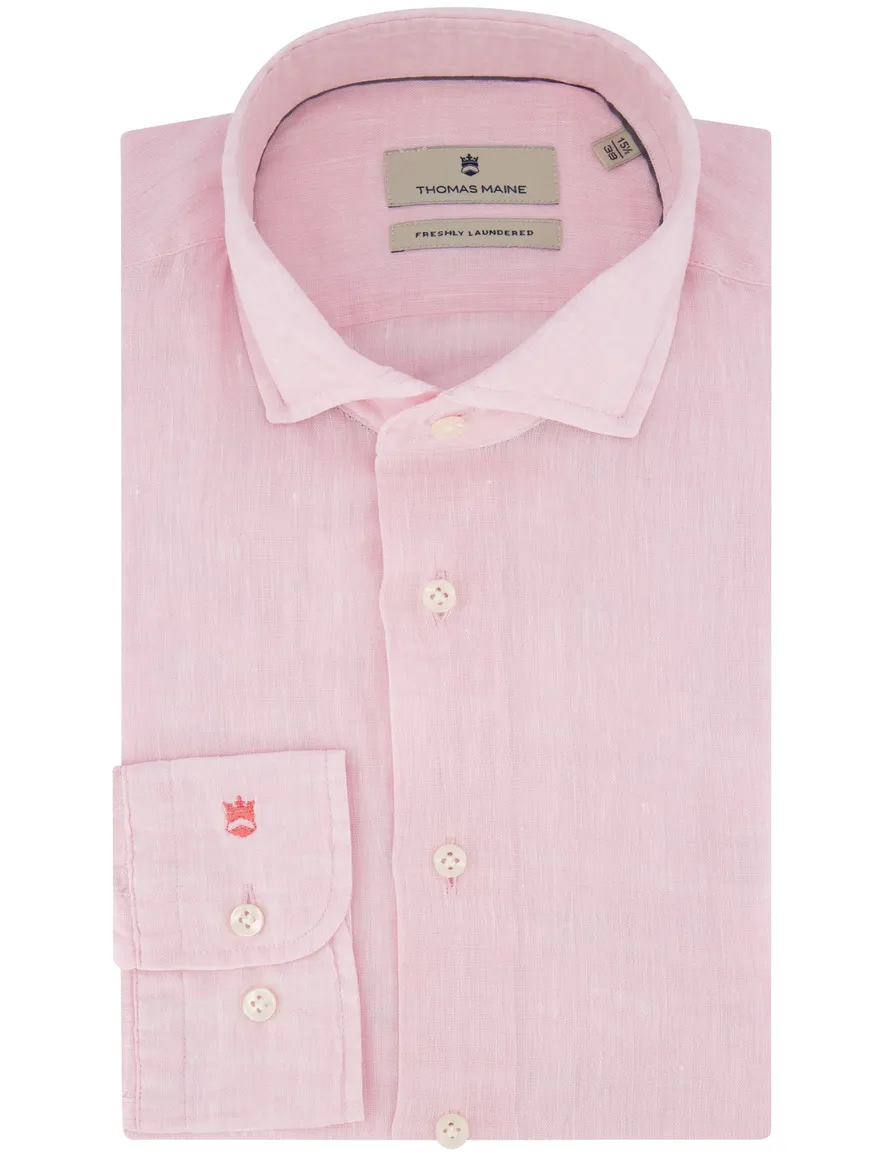 Thomas Maine overhemd linnen roze