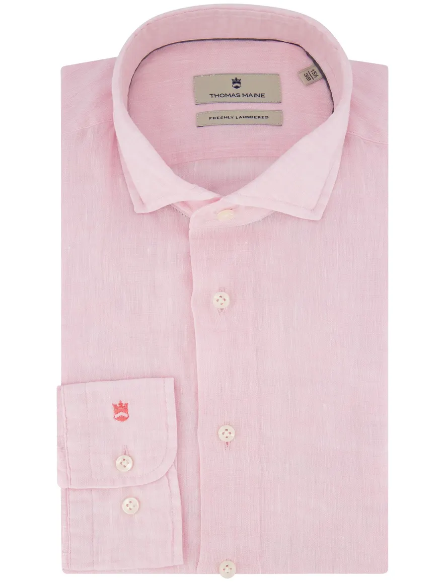 Thomas Maine overhemd linnen roze