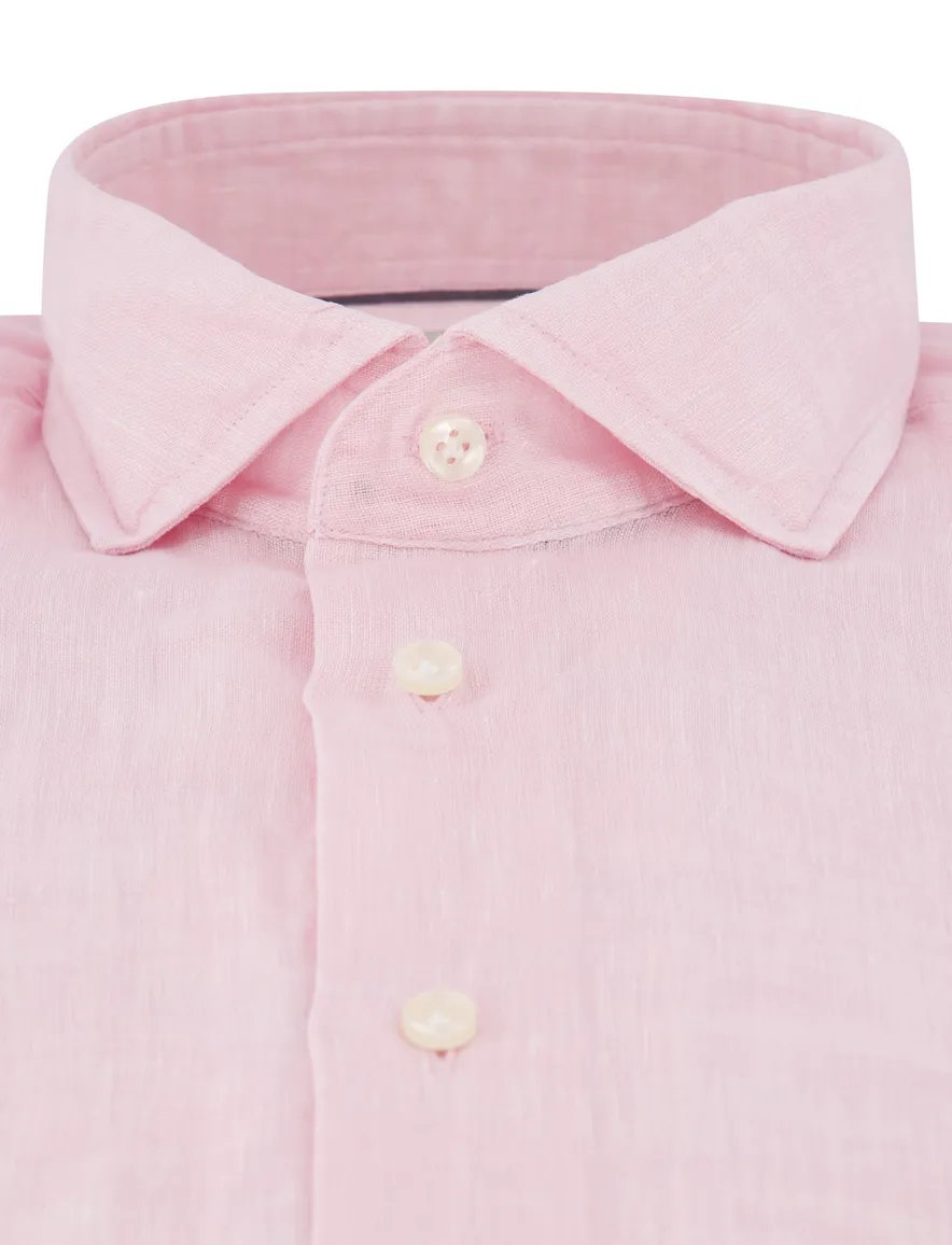 Thomas Maine overhemd linnen roze