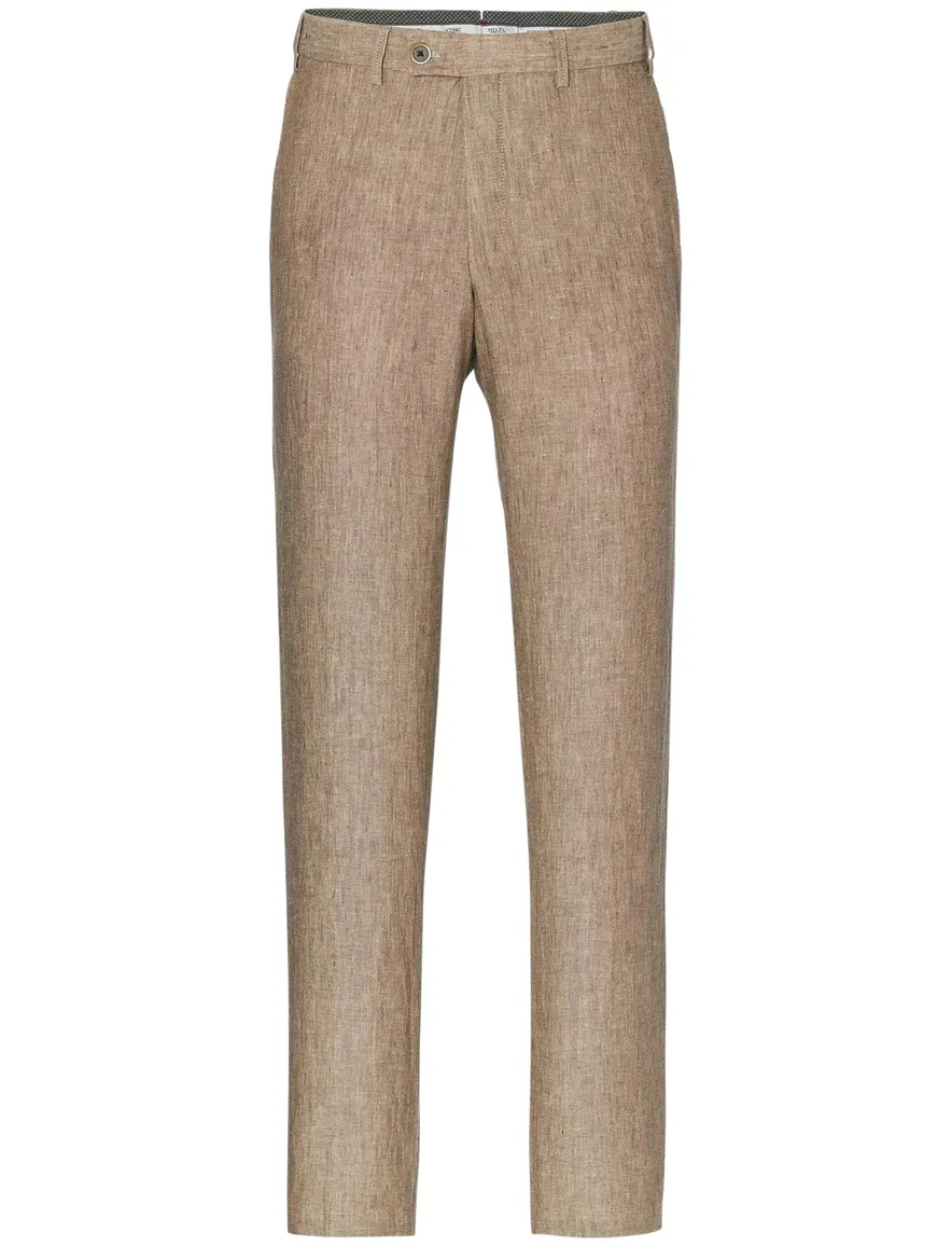 Hiltl Pantalon linnen lichtbruin geprint normale fit