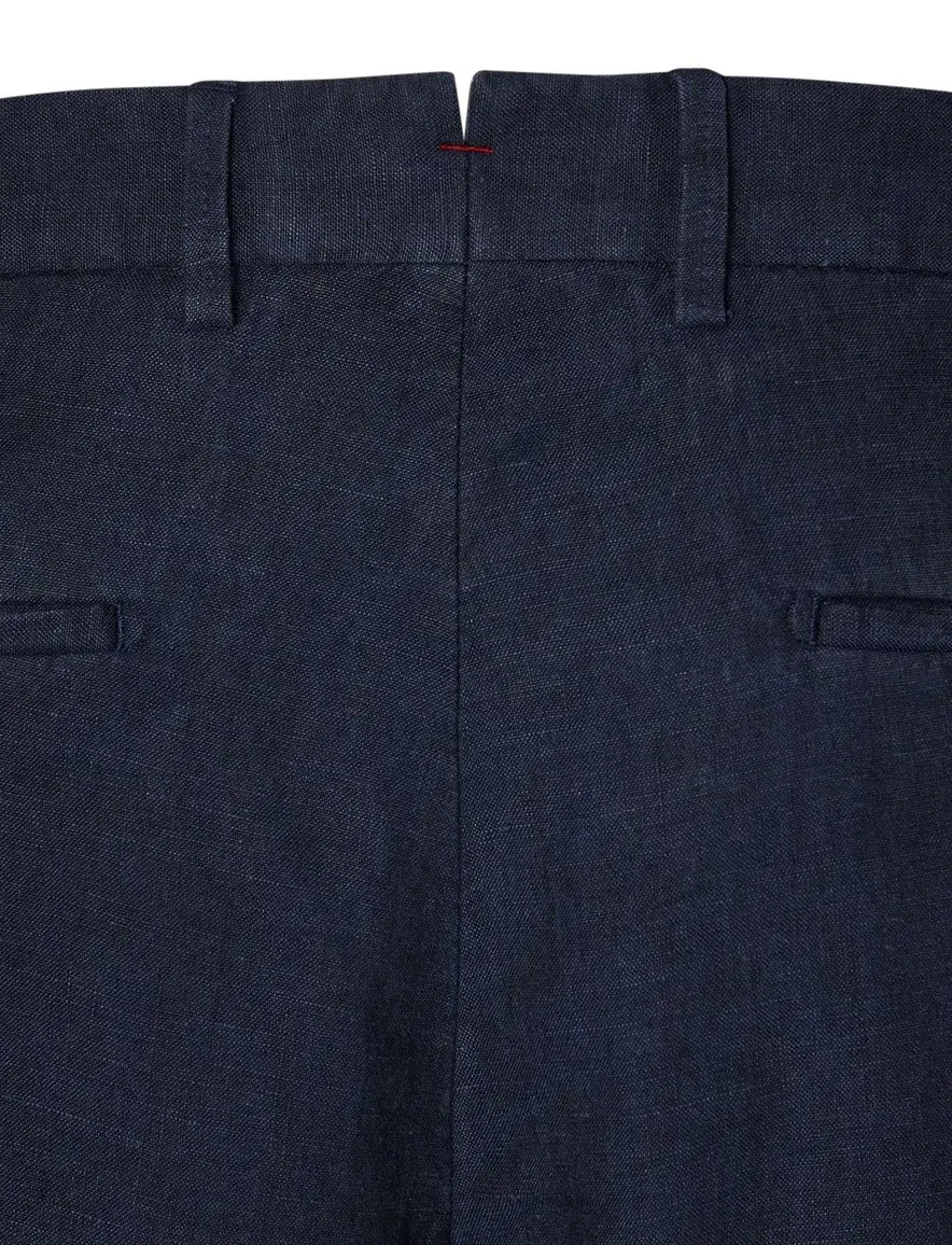 Hiltl Pantalon linnen donkerblauw effen
