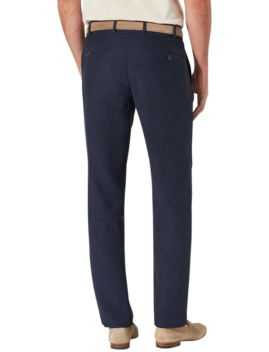 Hiltl Pantalon linnen donkerblauw effen