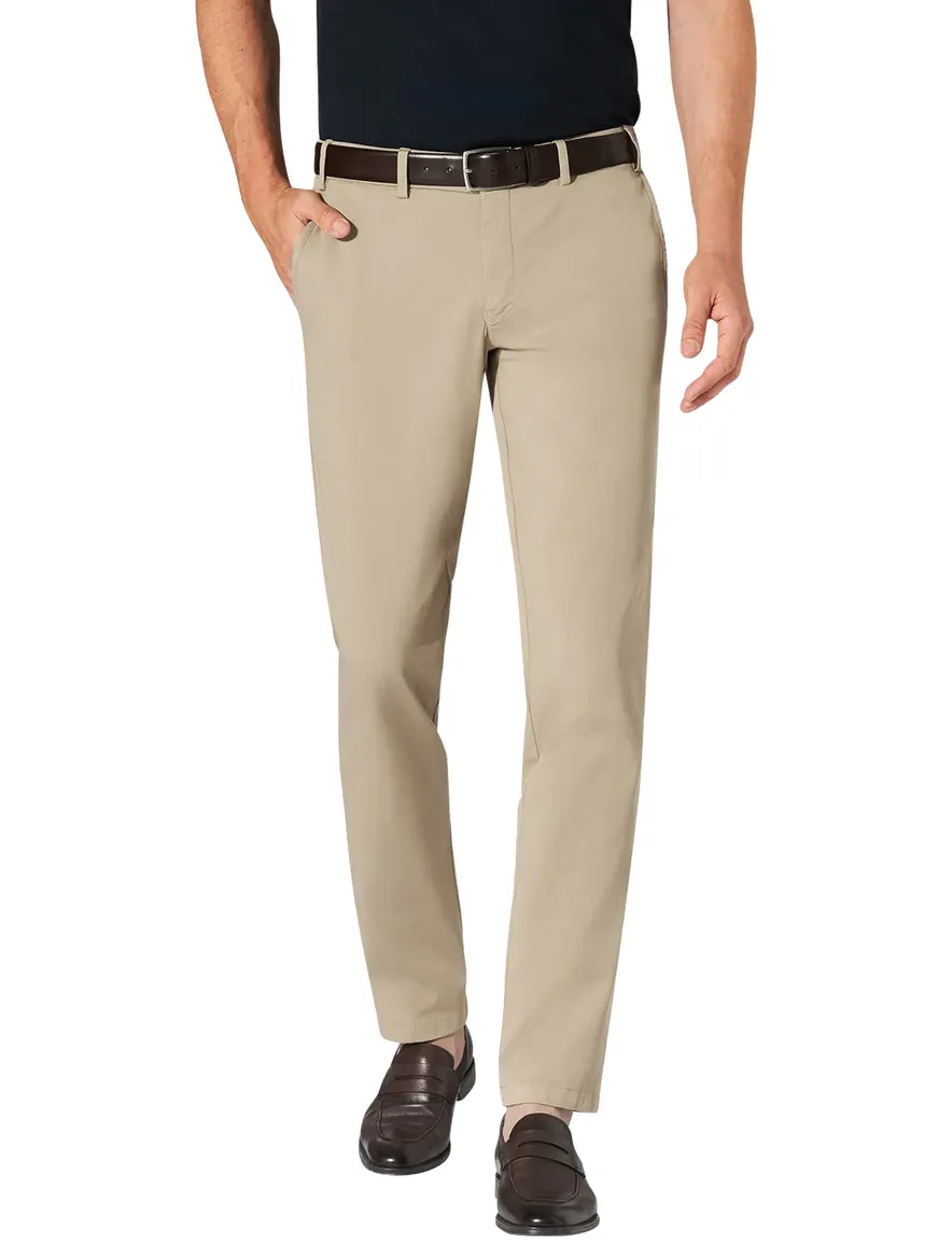 Hiltl Pantalon katoen beige effen normale fit flatfront