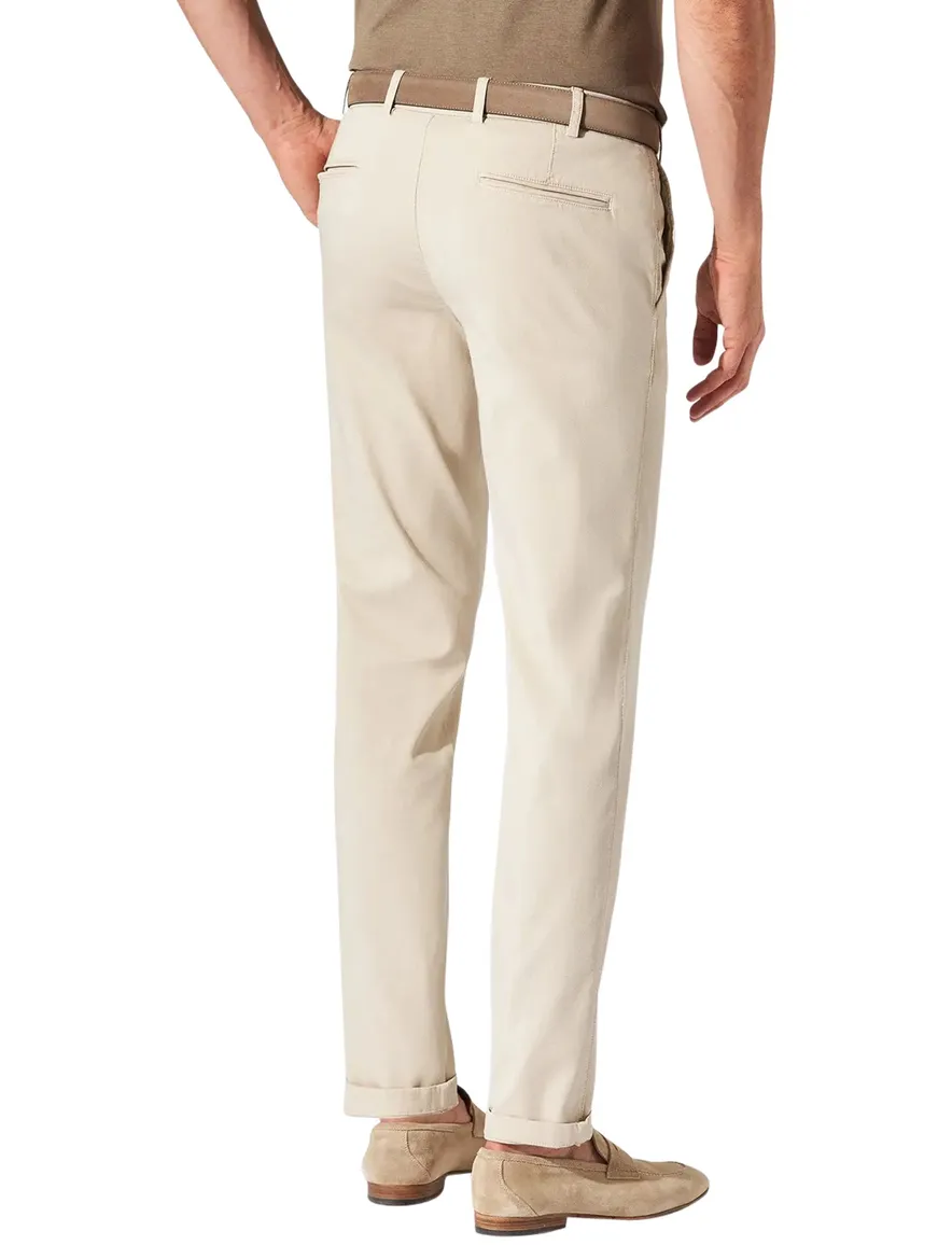 katoenen Hiltl Pantalon effen beige normale fit