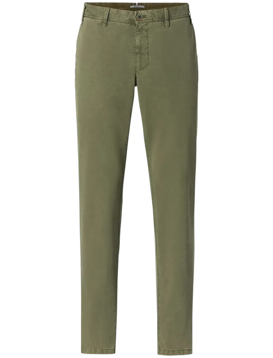 katoenen Hiltl Pantalon groen effen normale fit flatfront