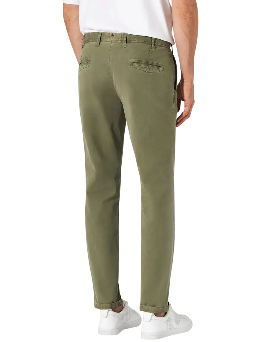 katoenen Hiltl Pantalon groen effen normale fit flatfront