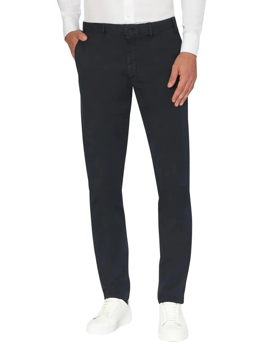 Hiltl Pantalon donkerblauw effen normale fit katoen