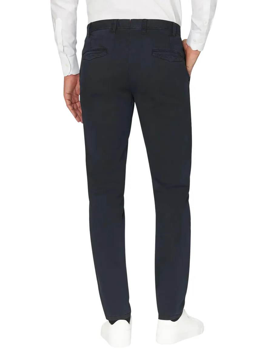 Hiltl Pantalon donkerblauw effen normale fit katoen