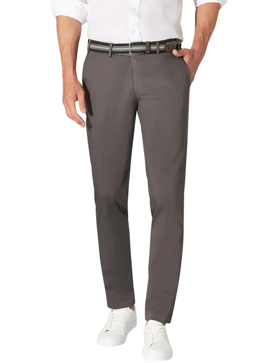 Hiltl Pantalon katoen effen donkergrijs normale fit