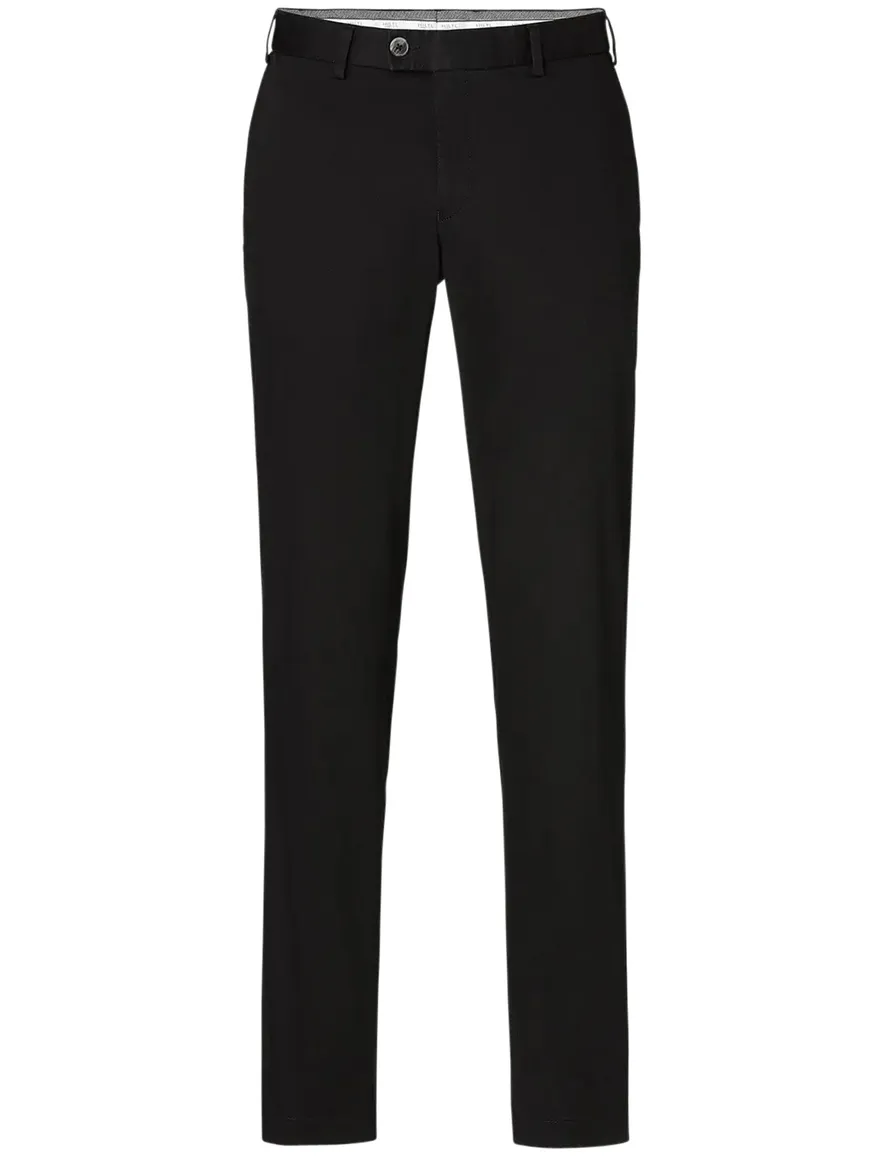 katoenen Hiltl Pantalon effen zwart normale fit flatfront