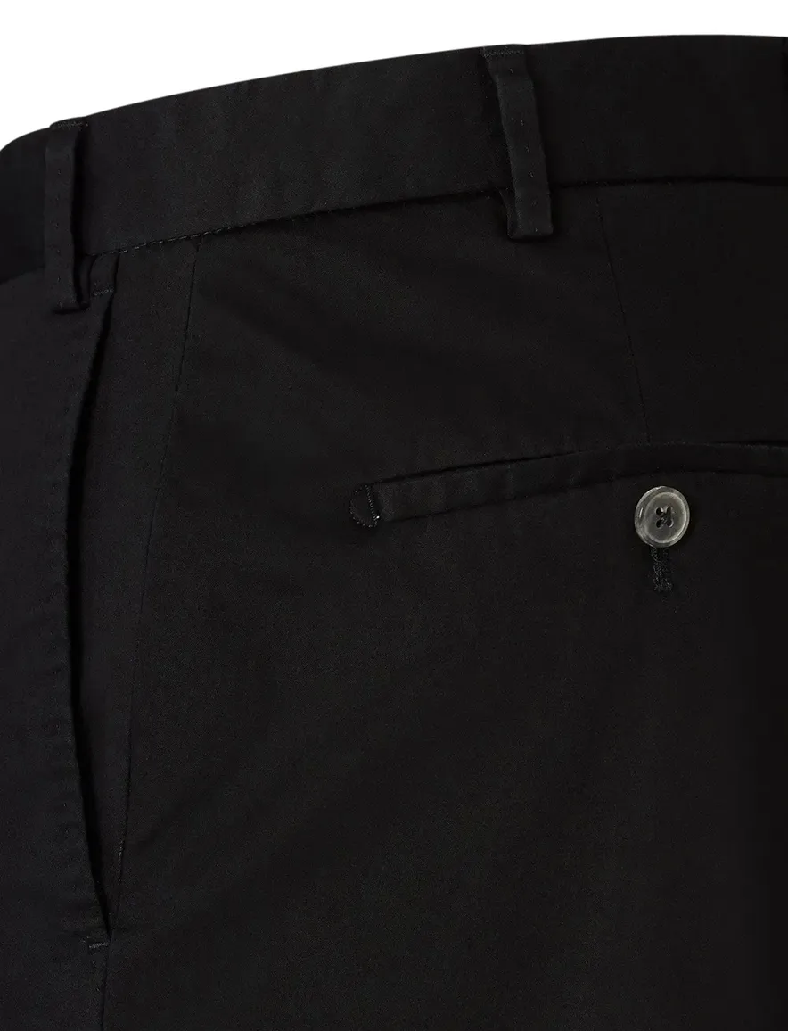 katoenen Hiltl Pantalon effen zwart normale fit flatfront
