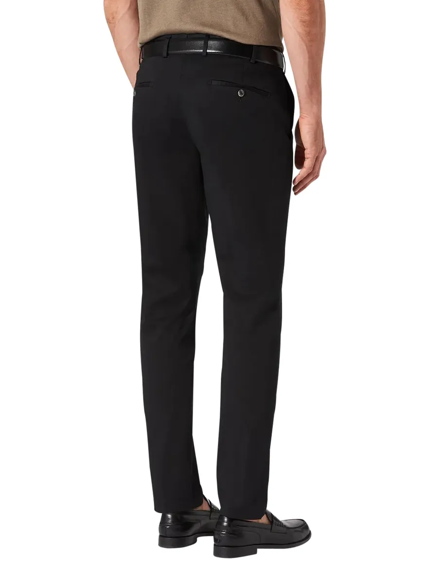 katoenen Hiltl Pantalon effen zwart normale fit flatfront