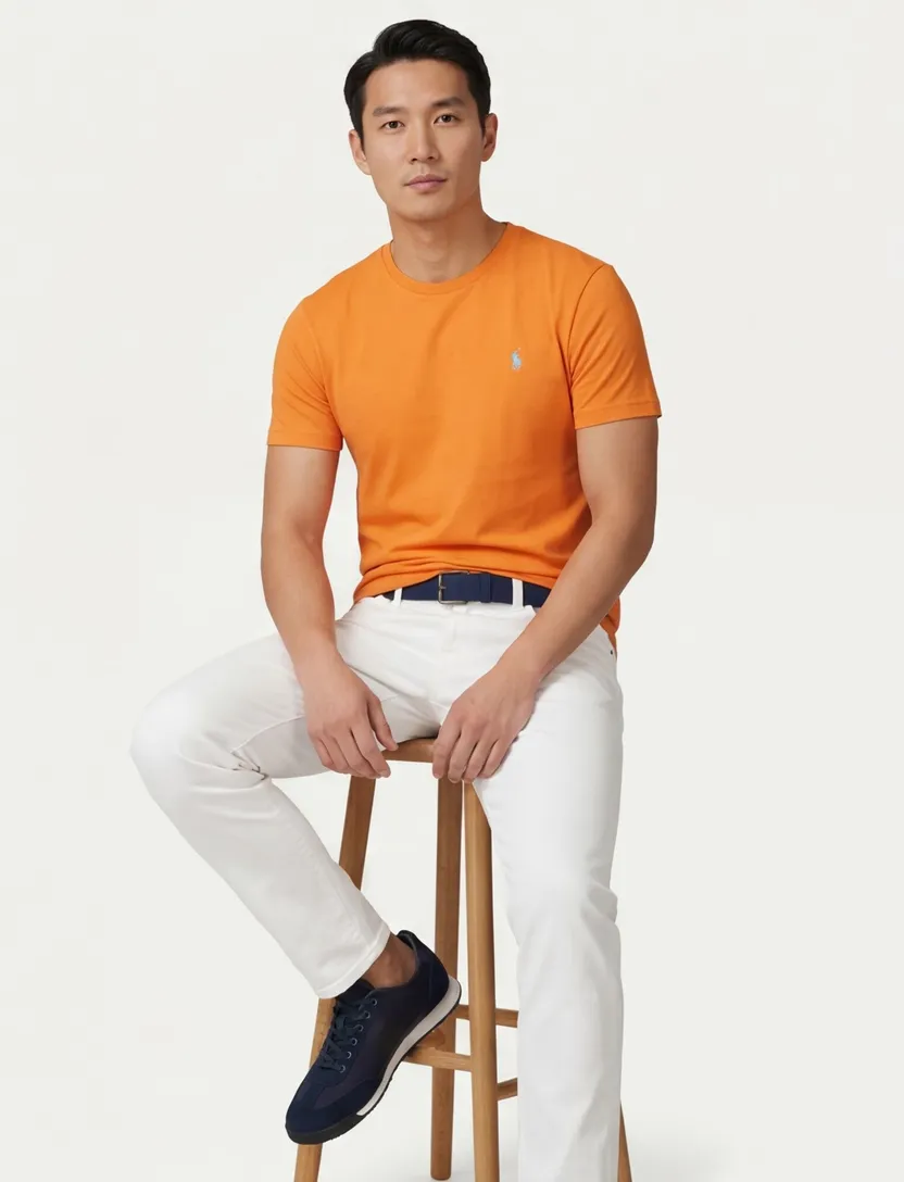 Polo Ralph Lauren T-shirt oranje effen katoen