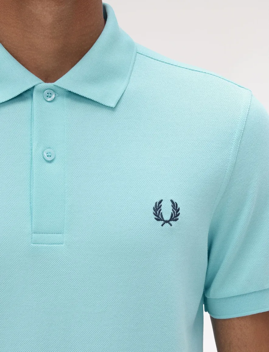Fred Perry poloshirt turquoise effen pique katoen