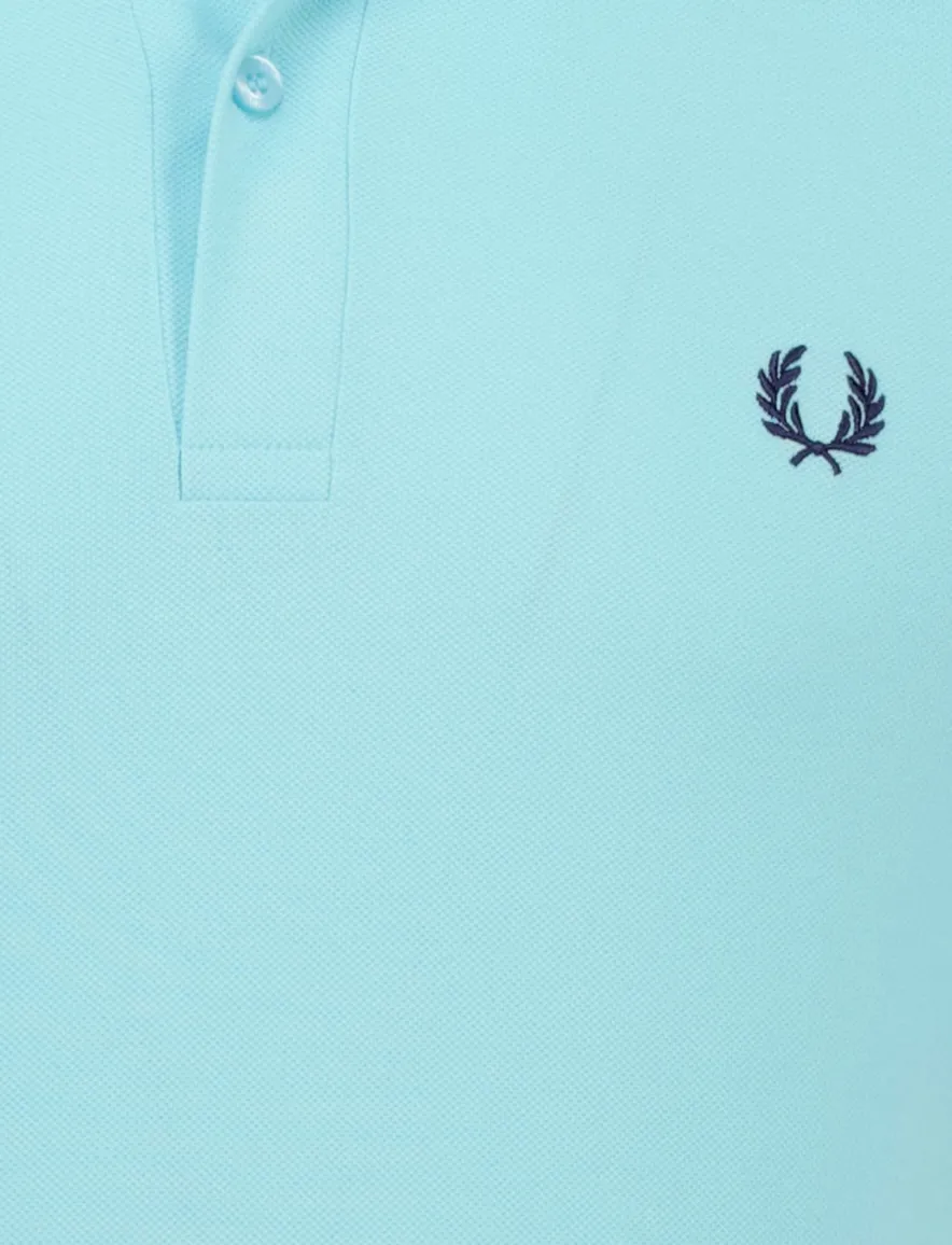 Fred Perry poloshirt turquoise effen pique katoen