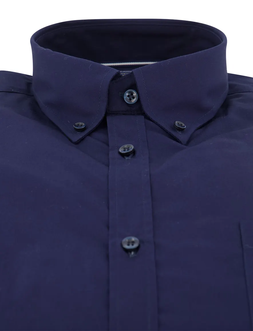 Paul & Shark overhemd effen donkerblauw wijde fit katoen