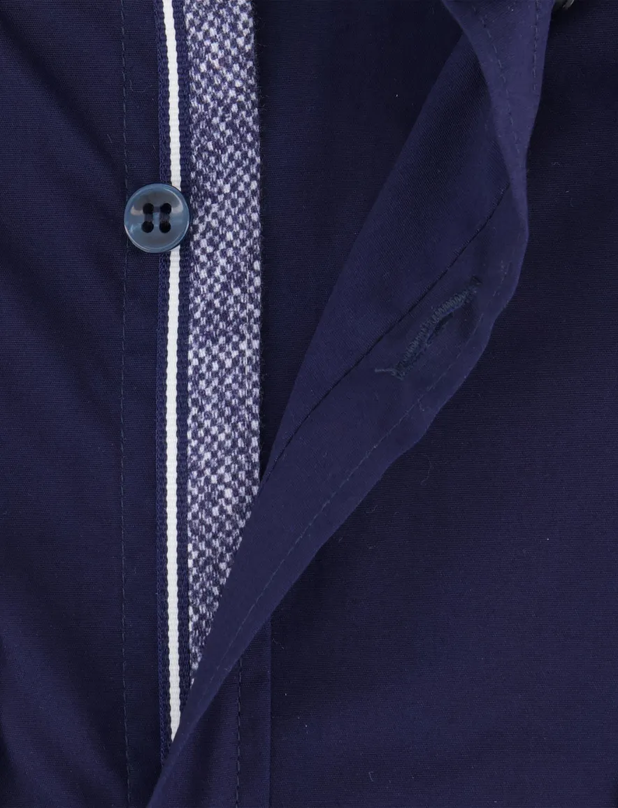 Paul & Shark overhemd effen donkerblauw wijde fit katoen
