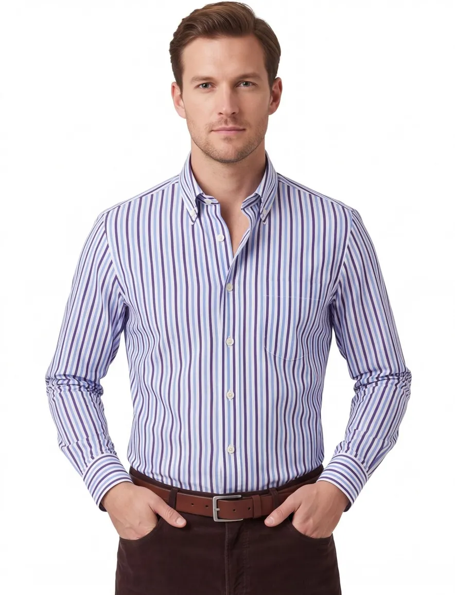 Paul & Shark overhemd blauw gestreept katoen wijde fit soft touch