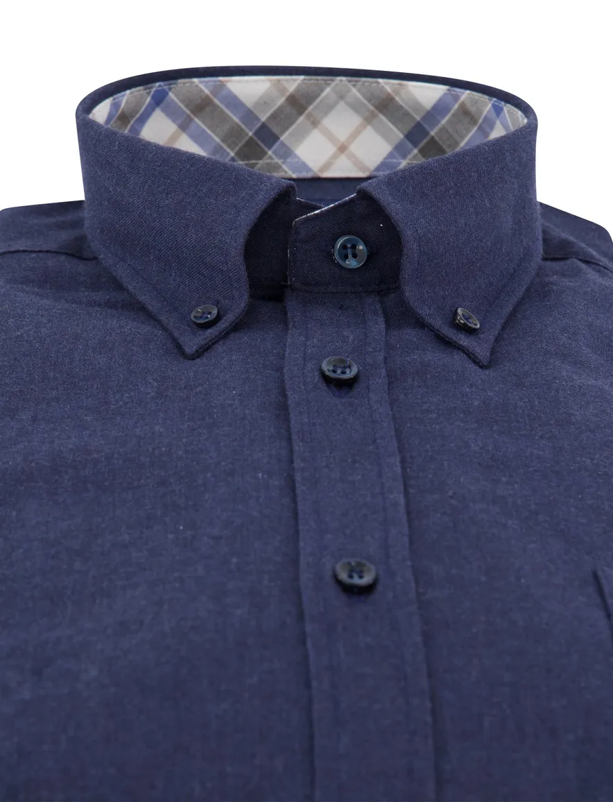 Paul & Shark overhemd effen donkerblauw katoen