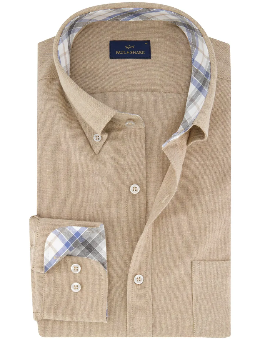 Paul & Shark overhemd beige met borstzak